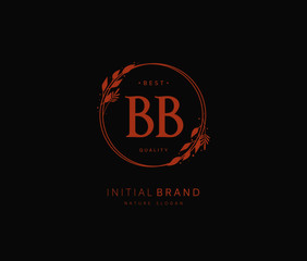 Fototapeta na wymiar B BB Beauty vector initial logo, handwriting logo of initial signature, wedding, fashion, jewerly, boutique, floral and botanical with creative template for any company or business.