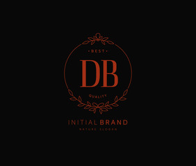 Fototapeta na wymiar D B DB Beauty vector initial logo, handwriting logo of initial signature, wedding, fashion, jewerly, boutique, floral and botanical with creative template for any company or business.