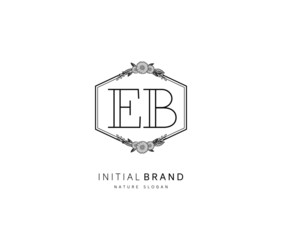 E B EB Beauty vector initial logo, handwriting logo of initial signature, wedding, fashion, jewerly, boutique, floral and botanical with creative template for any company or business.