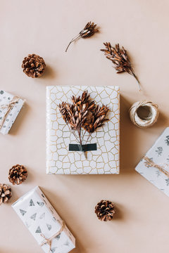 Christmas present with natural decoration