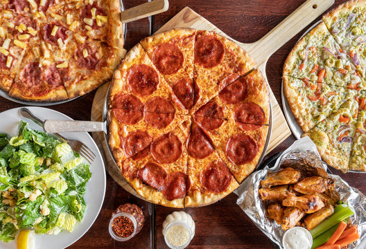 Pepperoni Pizza and Salad