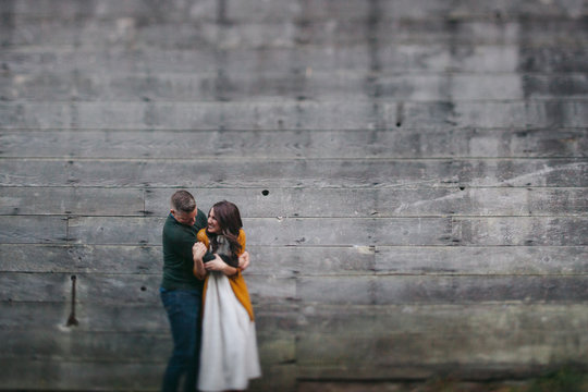 Man and woman couple outside together.