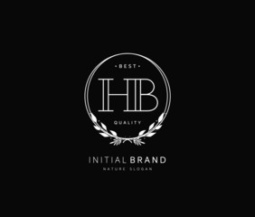 H B HB Beauty vector initial logo, handwriting logo of initial signature, wedding, fashion, jewerly, boutique, floral and botanical with creative template for any company or business.