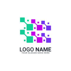 Abstract digital technology symbol logo design. Editable logo design
