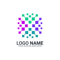 Abstract digital technology symbol logo design. Editable logo design