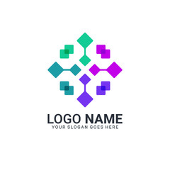 Abstract digital technology symbol logo design. Editable logo design