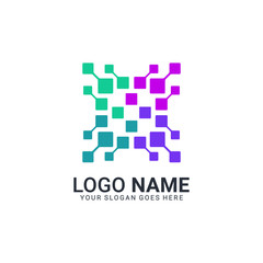 Abstract digital technology symbol logo design. Editable logo design
