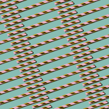 Golden Drinking Straw Pattern on Pastel Green