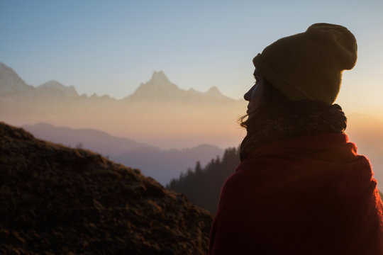 Woman in mountains