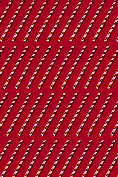 Golden Drinking Straw Pattern on Red