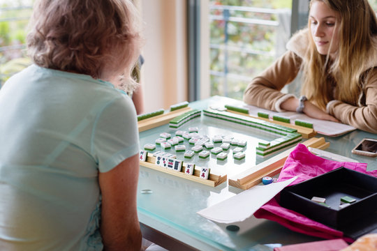 playing mahjong