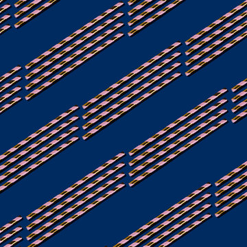 Golden Drinking Straw Pattern on Navy Blue