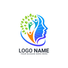 Human modern care combine with leaf logo design. Editable logo design