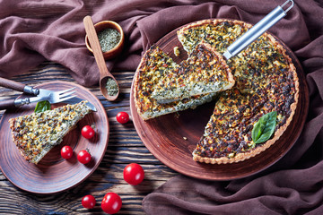 spring onions, heavy cream, eggs, cheese tart