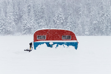 Redneck ice fishing house