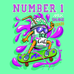 crazy milkshake character illustration graphic design 