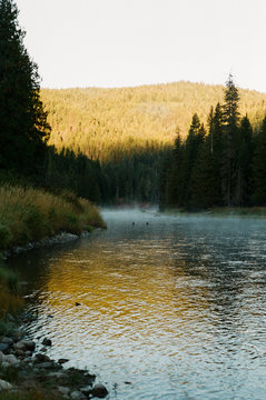 River Landscape at Sunrise