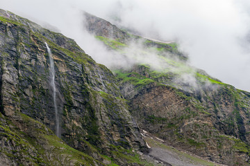 mountain landscape with waterfall