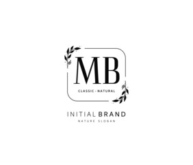 M B MB Beauty vector initial logo, handwriting logo of initial signature, wedding, fashion, jewerly, boutique, floral and botanical with creative template for any company or business.