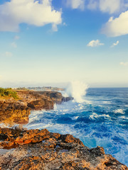 Crashing waves.