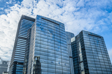 low angle view of skyscrapers in city of China.