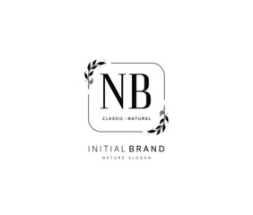N B NB Beauty vector initial logo, handwriting logo of initial signature, wedding, fashion, jewerly, boutique, floral and botanical with creative template for any company or business.