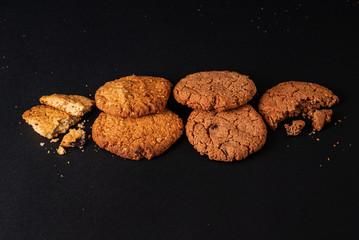 peanut butter cookies on the black background