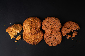 peanut butter cookies on the black background
