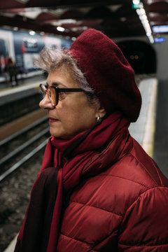 Woman waiting in the metro station