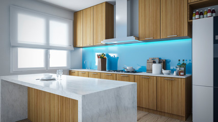 kitchen interior 3d Rendering