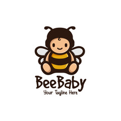 cute bee baby mascot logo illustration