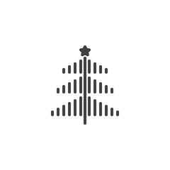 Decorative xmas tree vector icon. filled flat sign for mobile concept and web design. Striped Christmas tree with star glyph icon. Symbol, logo illustration. Vector graphics