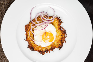 potato pancake on the white plate