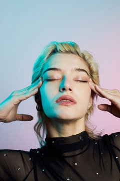 Blonde young woman portrait.