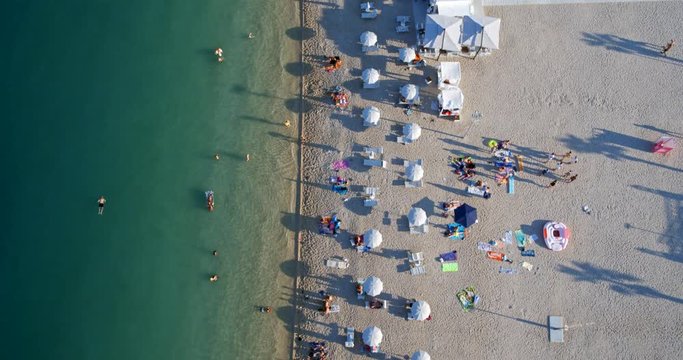  Aerial scene of the Zrce beach on Pag island, Adriatic Sea, Croatia 