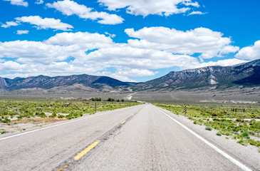 Lonely stretch of road between Ely, Nevada and West Wendover, Nevada on US Route 93