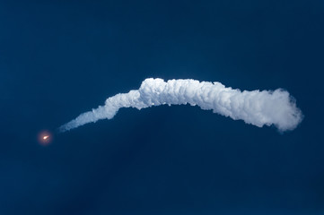 space rocket trace in the sky