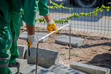 Close up of construction worker details. Professional construction worker. 