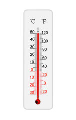 Celsius and fahrenheit scale meteorology thermometer for measuring air temperature. Thermometer...