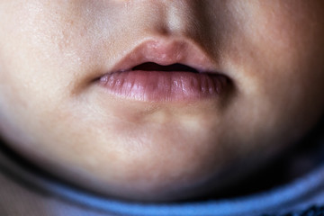 Close up lips of baby
