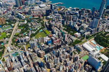 Fototapeta premium Top view of Hong Kong city
