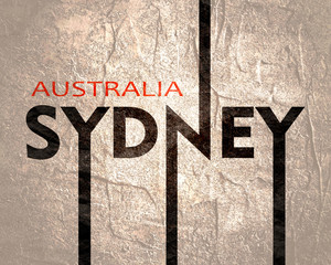 Image relative to Australia travel theme. Sydney city name in geometry style design. Creative vintage typography poster concept.