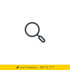 Search or Magnifying glass Icon / Vector - In Line / Stroke Design