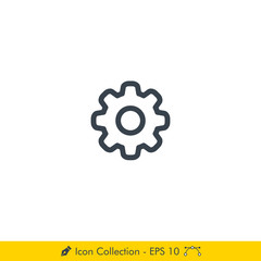 Setting or Gear Icon / Vector - In Line / Stroke Design