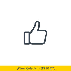 Like or Thumbs Up Icon / Vector - In Line / Stroke Design