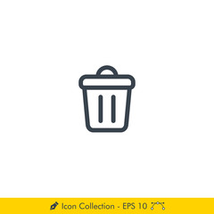 Trash or Bin Icon / Vector - In Line / Stroke Design