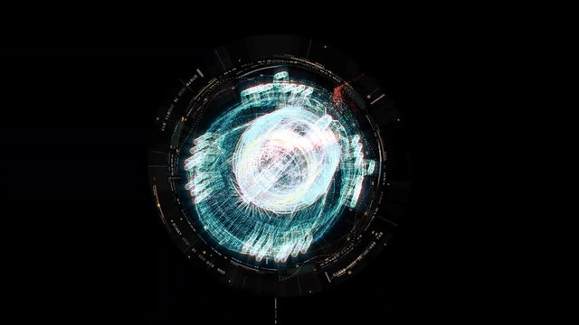 Futuristic user interface head up display Holographic electromagnetic engine with gravitational fields energy particles wave and digital data telemetry information