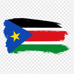 Flag Southern Sudan from brush strokes. Flag Republic of South Sudan on transparent background for your web site design, logo, app, UI.  Africa. Stock vector.  EPS10.