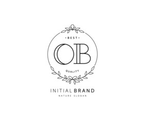 O B OB Beauty vector initial logo, handwriting logo of initial signature, wedding, fashion, jewerly, boutique, floral and botanical with creative template for any company or business.