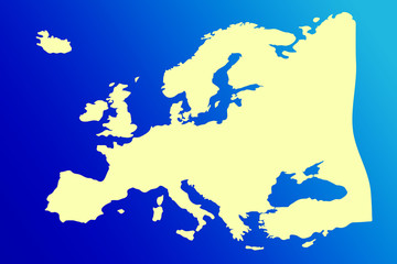Europe colorful vector map silhouette